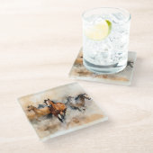 "5野生の口ひげ"ほこりっぽい西の水色 ガラスコースター (アングル)