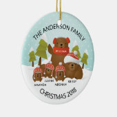 5頭のくまのクリスマスのおもしろいのパーソナライズな系列 セラミックオーナメント (右)