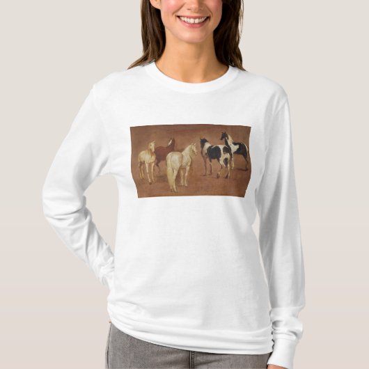 5頭の馬の勉強 Tシャツ (正面)