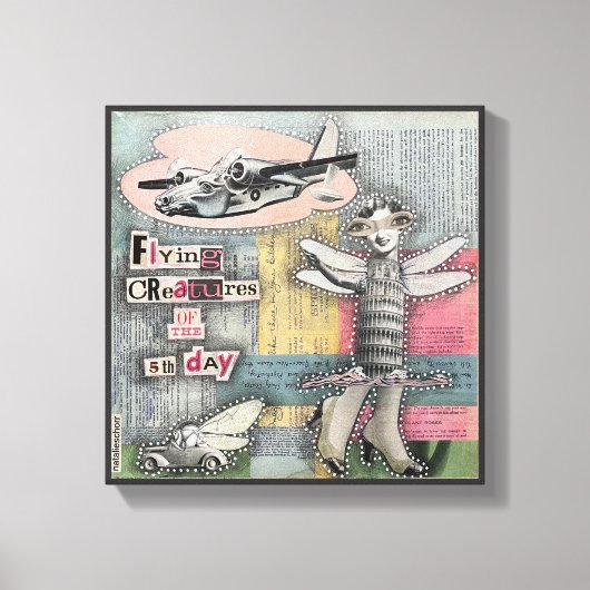 5飛んでいる日目の生き物byNatalie schorr キャンバスプリント (正面)