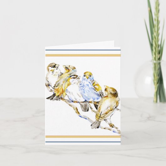 5鳥の水色ノートカード（縦） サンキューカード (正面)