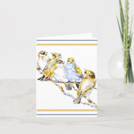 5鳥の水色ノートカード（縦） サンキューカード