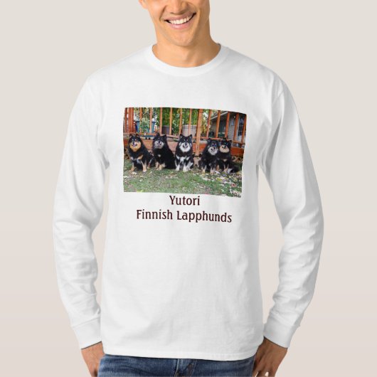 5黒かYutori黄褐色の犬の長袖のTシャツ Tシャツ (正面)