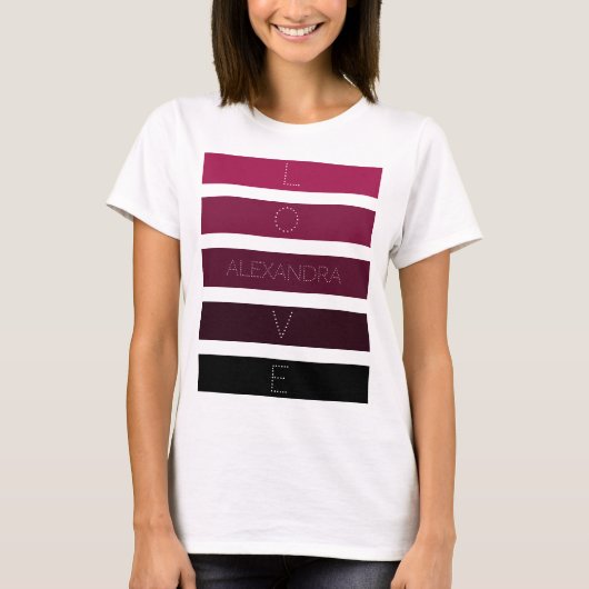 5黒パープルグラディエントストライプの名前カスタマイズ Tシャツ (正面)