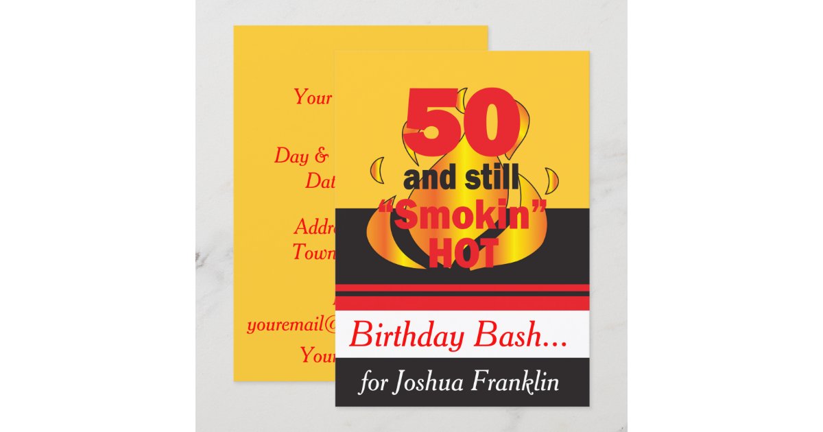 50とまだ煙が出る第50誕生日招待状 招待状 Zazzle Co Jp