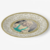 50あなたの写真の乱数パターン金ゴールド/白 ペーパープレート (アングル)