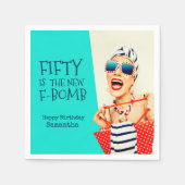 50おもしろいは新しいF爆弾の誕生日パーティー スタンダードカクテルナプキン (正面)