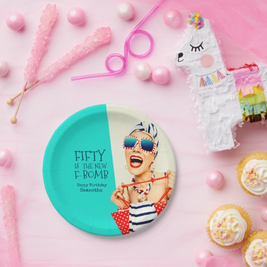 50おもしろいは新しいF爆弾の誕生日パーティー ペーパープレート (パーティー)