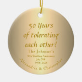 50おもしろい周年記念結婚金 セラミックオーナメント (正面)
