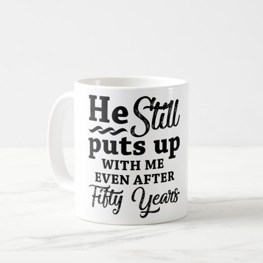 50おもしろい年結婚記念 コーヒーマグカップ (正面左)