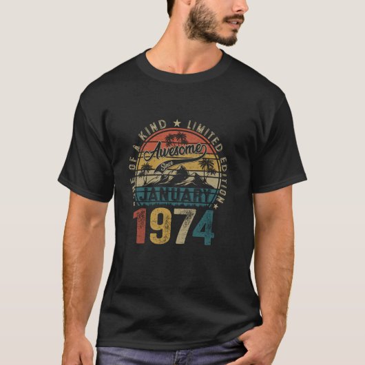 50おもしろい歳1974年1月ヴィンテージギフト50日 Tシャツ (正面)