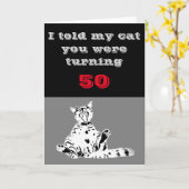 50おもしろい番目の誕生日カード。笑う猫。 カード (黄色い花)