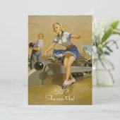 50おもしろい番目の誕生日ヴィンテージピンアップガールボーリング 招待状 (スタンド正面)