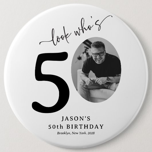 50おもしろい番50番スタイリッシュ誕生日 缶バッジ (正面)