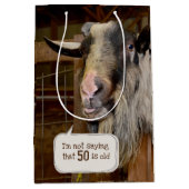 50おもしろい誕生日のヤギ ミディアムペーパーバッグ (正面)