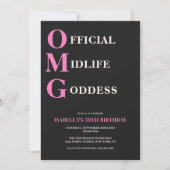 50おもしろい誕生日ピンクブラックOMG ユーモアのある 招待状 (正面)