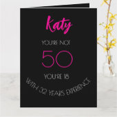 50おもしろい誕生日ブラック折り畳みグリーティングカード カード (黄色い花)