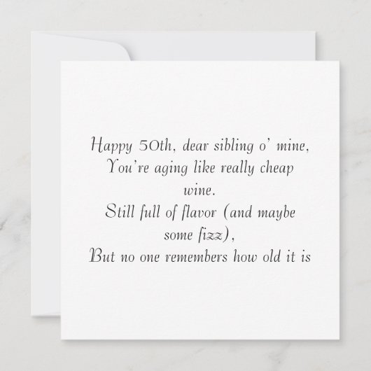 50おもしろい誕生日兄弟姉妹 招待状 (裏面)