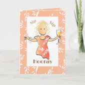 50おもしろい誕生日女性マンガシャンパントースト カード (正面)