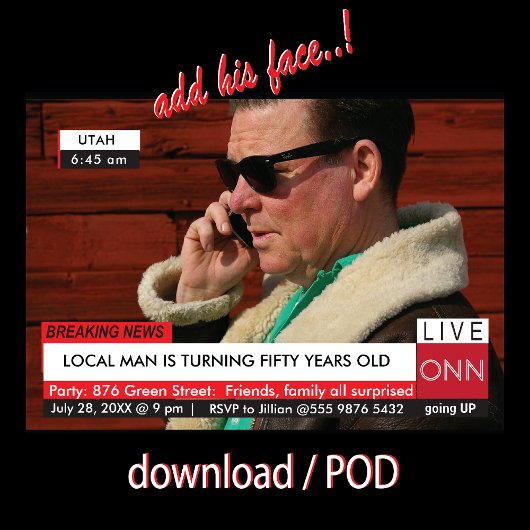 50おもしろい誕生日招待状🎉フェイクTVニュース 招待状