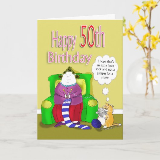 50おもしろい誕生日 カード (黄色い花)