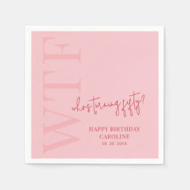 50おもしろい誕生日WTF |ピンクレッドモダン誕生日 スタンダードカクテルナプキン