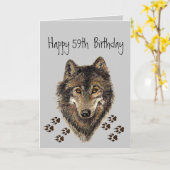 50おもしろいth Fifty Nine,誕生日オオカミ，オオカミ カード (黄色い花)