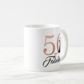 50およびすばらしいばら色の金ゴールドの第50誕生日 コーヒーマグカップ (正面右)