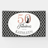 50およびすばらしいばら色の金ゴールドの第50誕生日 横断幕 (横)