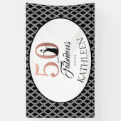 50およびすばらしいばら色の金ゴールドの第50誕生日 横断幕 (縦)