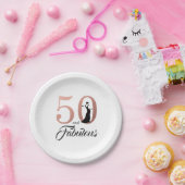 50およびすばらしいばら色の金ゴールドの誕生会 ペーパープレート (パーティー)