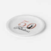 50およびすばらしいばら色の金ゴールドの誕生会 ペーパープレート (アングル)