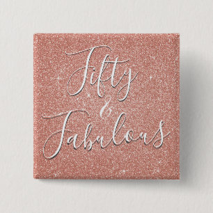 50およびすばらしいばら色の金ゴールドの赤面のピンクのグリッター 缶バッジ