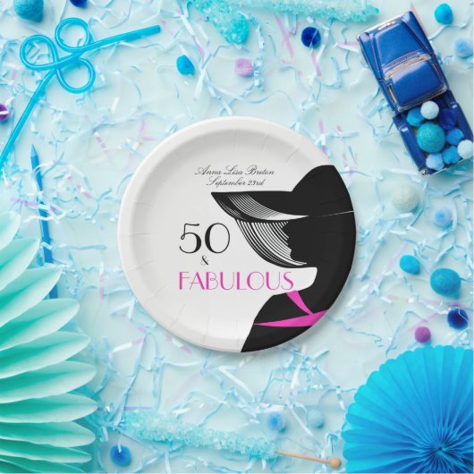 50およびすばらしいアールデコのエレガントな第50誕生日 ペーパープレート (パーティー)