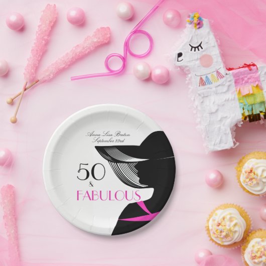 50およびすばらしいアールデコのエレガントな第50誕生日 ペーパープレート (パーティー)