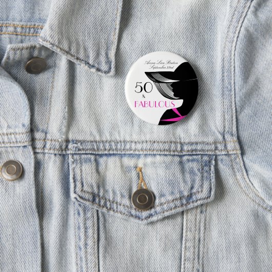 50およびすばらしいアールデコのエレガントな第50誕生日 缶バッジ (インサイチュ)