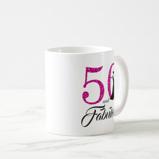 50およびすばらしいピンクのグリッターの第50誕生日 コーヒーマグカップ (正面右)