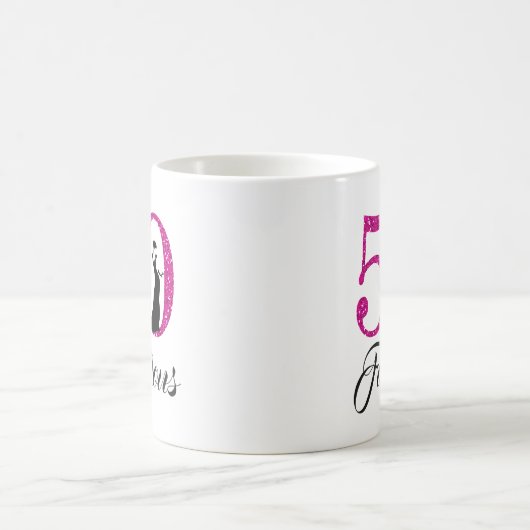 50およびすばらしいピンクのグリッターの第50誕生日 コーヒーマグカップ (中央)