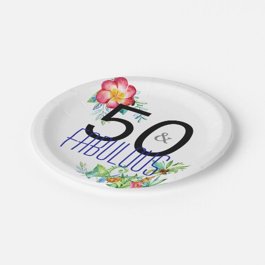 50およびすばらしい熱帯第50誕生会 ペーパープレート (アングル)