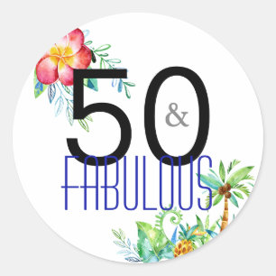 50およびすばらしい熱帯第50誕生日のステッカー ラウンドシール