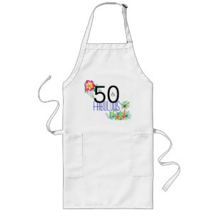 50およびすばらしい熱帯第50誕生日 ロングエプロン