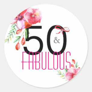 50およびすばらしい第50花の誕生会 ラウンドシール