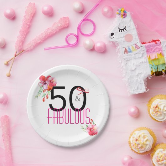 50およびすばらしい第50誕生会の紙皿 ペーパープレート (パーティー)
