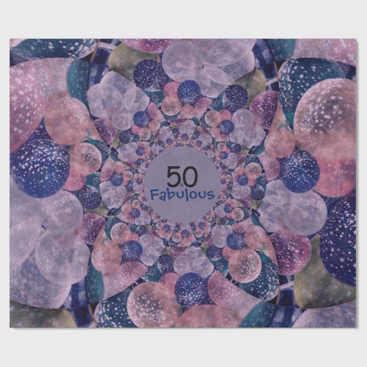 50およびすばらしい紫色は誕生日を風船のようにふくらませます ラッピングペーパー (フラット)