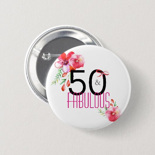 50およびすばらしくエレガントな第50誕生会 缶バッジ (正面&裏面)
