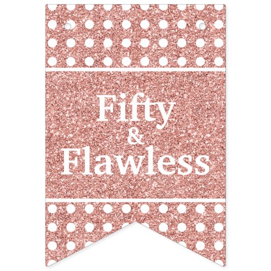 50および完璧なバラ金ゴールドグリッターホワイト誕生日 バンティングフラッグ (第2の旗)