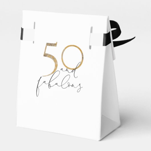 50および完璧な金ゴールドGLACKおよびホワイトスクリプト誕生日 フェイバーボックス (裏面サイド)