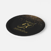 50および素晴らしいブラック·金ゴールドのパーソナライズ ペーパープレート (アングル)