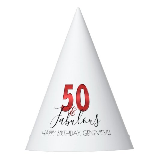 50および|のカジノのベガスのすばらしい誕生日 パーティーハット (正面)