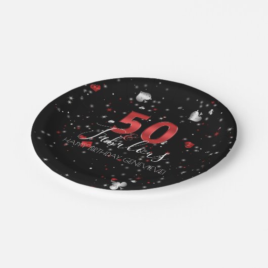 50および|のカジノのベガスのすばらしい誕生日 ペーパープレート (アングル)
